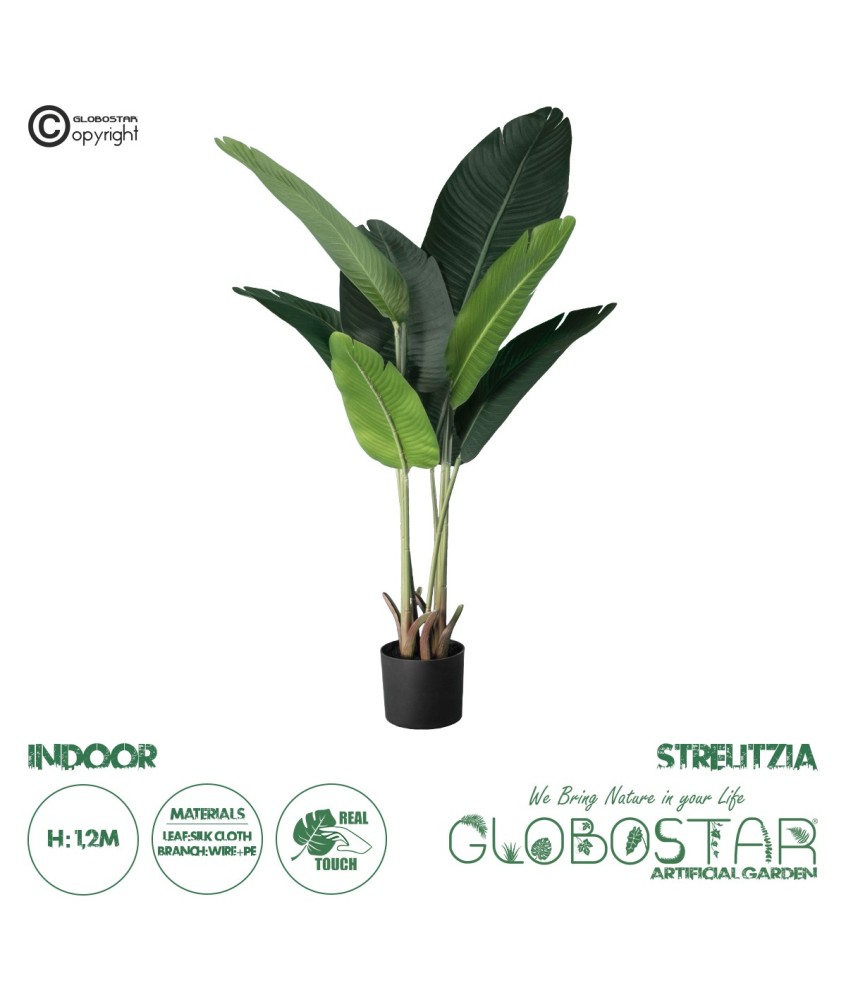 GloboStar® Artificial Garden STRELITZIA 20025 Τεχνητό Διακοσμητικό Φυτό  Στρελίτσια - Πουλί του Παραδείσου Υ120cm